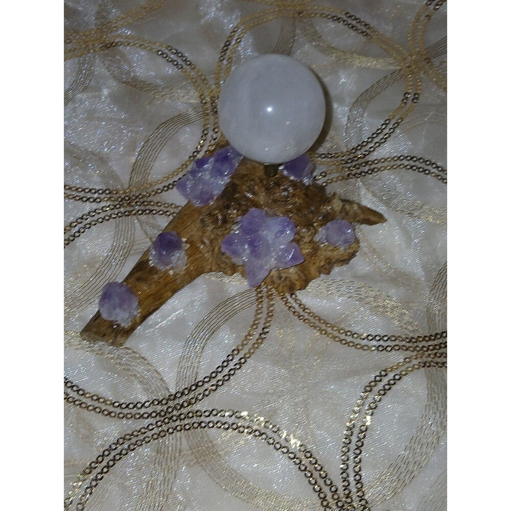 Clear Quartz Sphere & Amethyst Sphere Holder